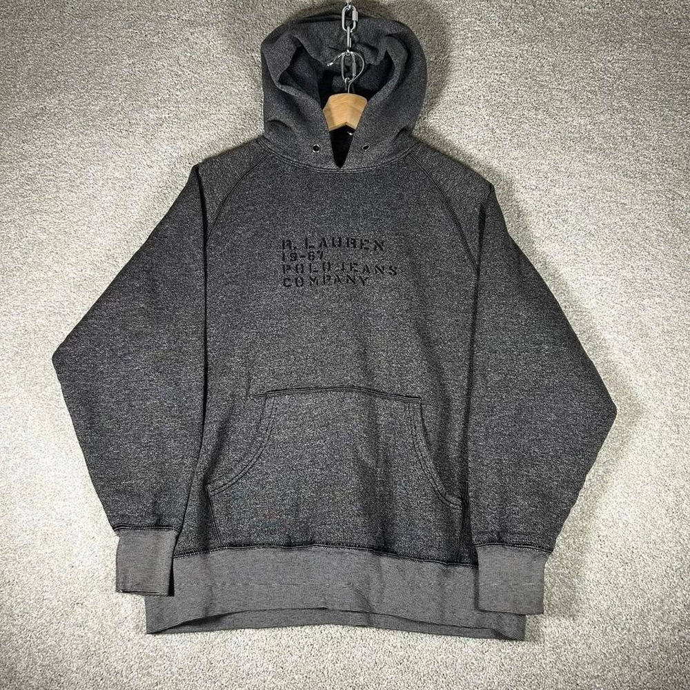Vintage polo Ralph Lauren jeans co grey stenciled hoodie Size M